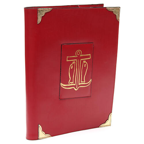 Weekday and festive lectionary cover in red real leather Anchor of Salvation 2