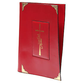 Weekday and festive lectionary cover in red real leather IHS