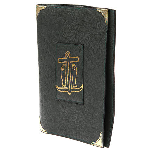 Weekday and festive lectionary cover in green real leather Anchor of Salvation 2