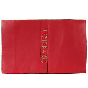 Couverture lectionnaire cuir véritable rouge tranche avec impression or