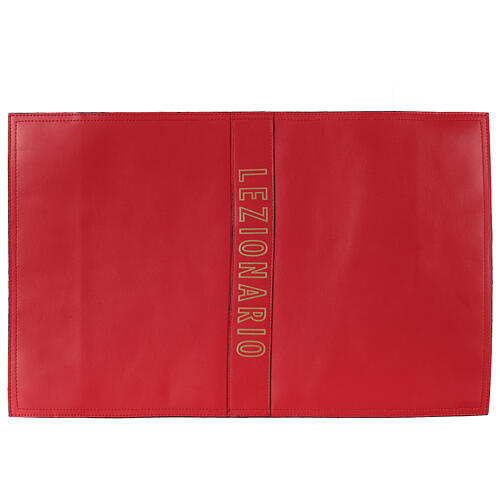 Couverture lectionnaire cuir véritable rouge tranche avec impression or 1