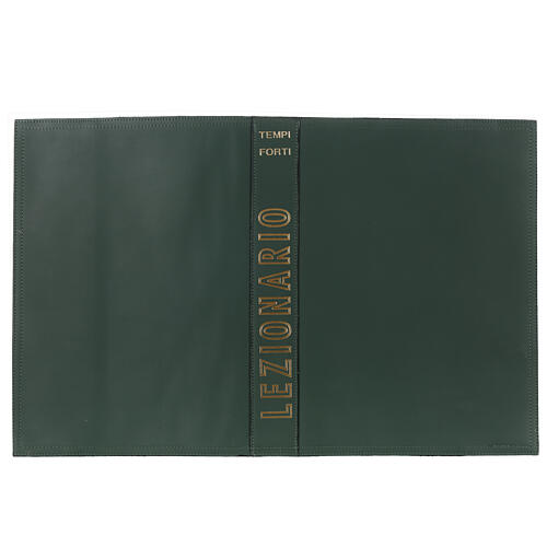 Green lectionary cover, important seasons, golden print on real leather 1