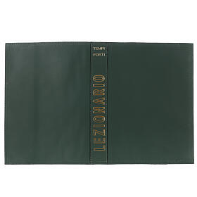 Couverture pour lectionnaire temps forts cuir véritable vert impression or sur tranche