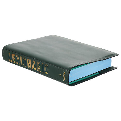 Green leather lectionary cover, year C, print on the spine 2