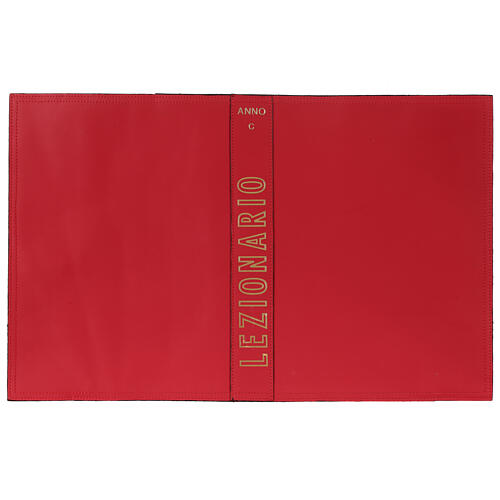 Leather lectionary cover for year C, red with golden print 1