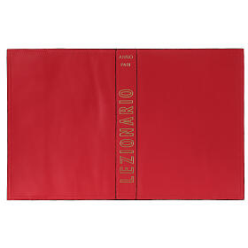 Couverture lectionnaire année paire rouge cuire véritable impression or