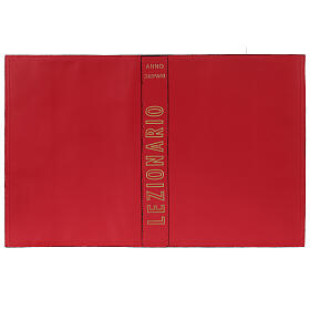 Couverture lectionnaire année impaire cuir véritable rouge impression or