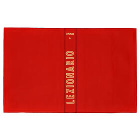 Year A lectionary cover in real red leather with gold lettering