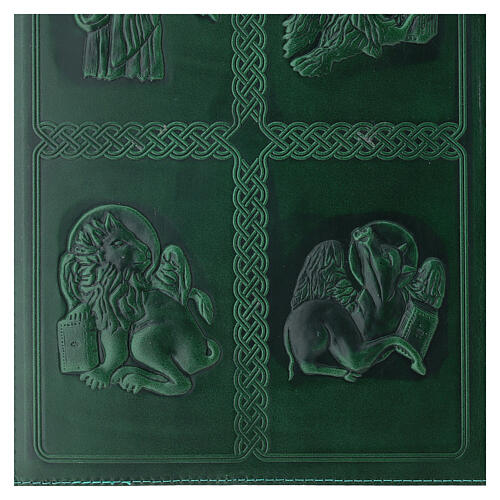 Green leather embossed cover for Lectionary, 4 Evangelists 3