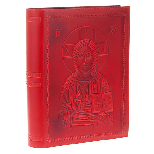 Messbucheinband echte Leder Kristus Pantocratore Rot 1