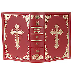 Custodie per messali e benedizionali: Coprimessale vera pelle Croce dorata