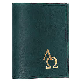 Custodie per messali e benedizionali: Coprimessale altare piccolo verde Alfa Omega