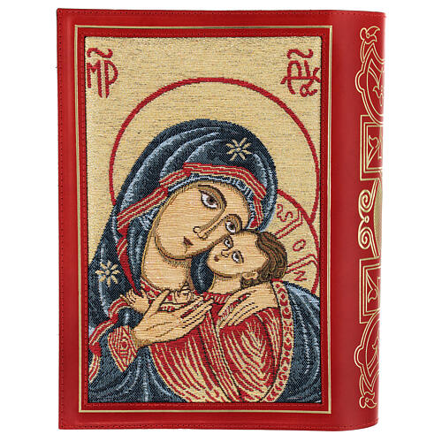 Capa em couro vermelho e tecido Missal III edição 2