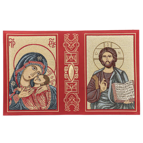 Capa em couro vermelho e tecido Missal III edição 3