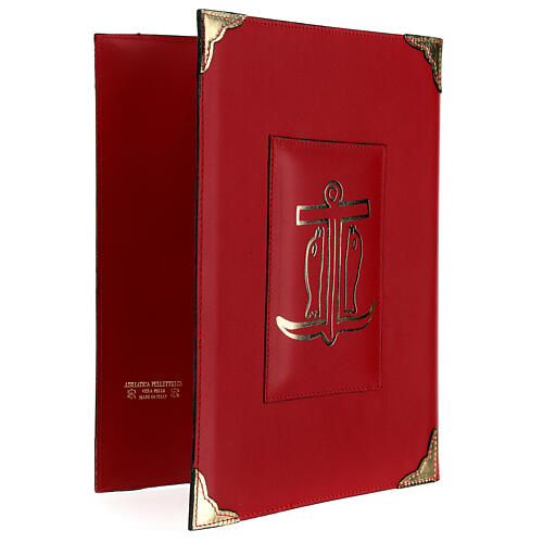 Couverture cuir véritable rouge Ancre pour Missel Romain III ÉDITION 4