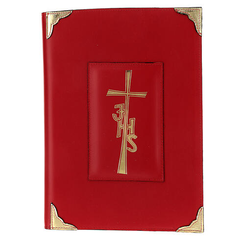 Couverture cuir véritable rouge IHS pour Missel Romain III ÉDITION 1