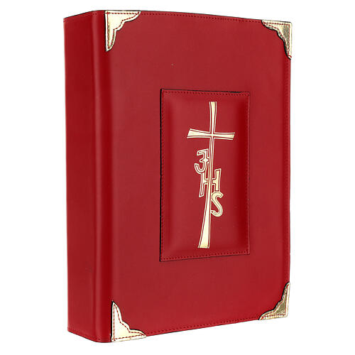 Roman Missal cover III EDITION red leather IHS 3