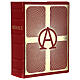 Messbuch-Einband aus rotem Echtleder mit geprägten Alpha-Omega Symbolen, III. vatikanische Ausgabe s1