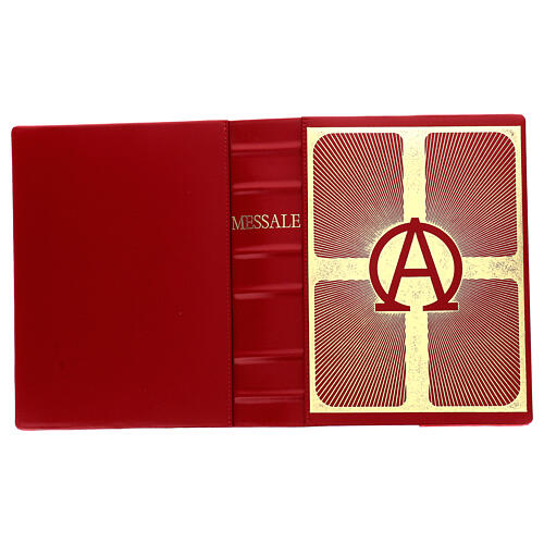 Missal cover III Vatican edition red with Alpha Omega print in real leather 3