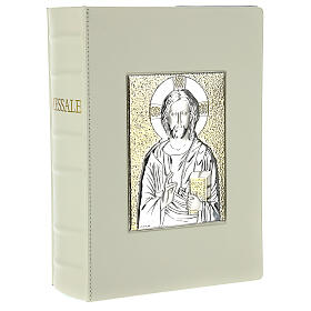Messbuch-Einband (III. Ausgabe) aus elfenbeinfarbenem Leder mit Bilaminat-Platte und Christus Pantokrator