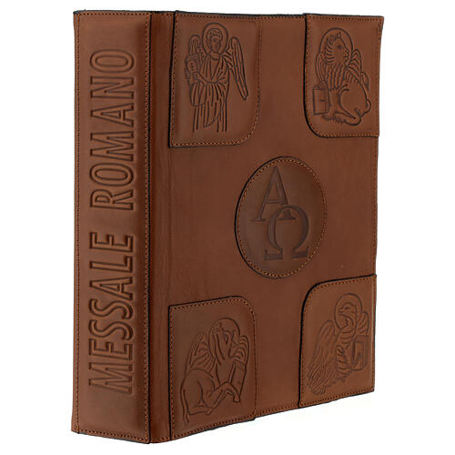 Roman Missal Cover III edition Alpha Omega brown leather 2