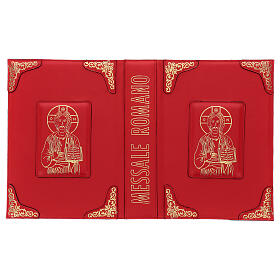 Capa de Missal Romano III edição Cristo Pantocrator couro vermelho 28x20 cm