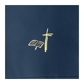 Messbuch-Einband aus blauem Kunstleder mit Kreuz und Buch, III. Ausgabe