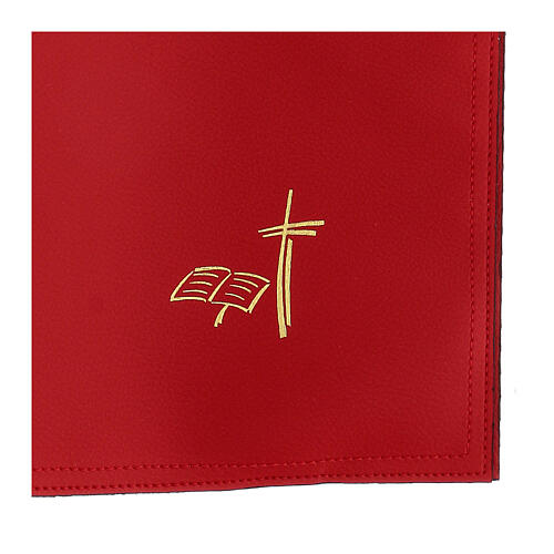 Messbuch-Einband aus rotem Kunstleder mit Kreuz und Buch, III. Ausgabe 2