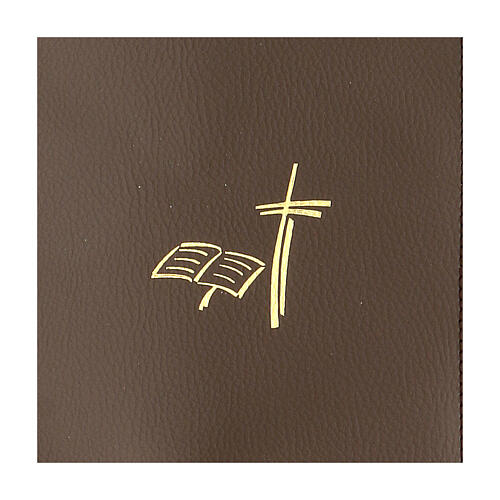 Messbuch-Einband aus braunem Kunstleder mit Kreuz und Buch, III. Ausgabe 2