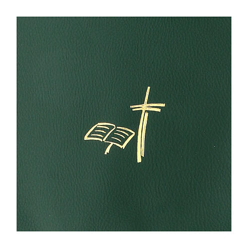 Messbuch-Einband aus grűnem Kunstleder mit Kreuz und Buch, III. Ausgabe 2