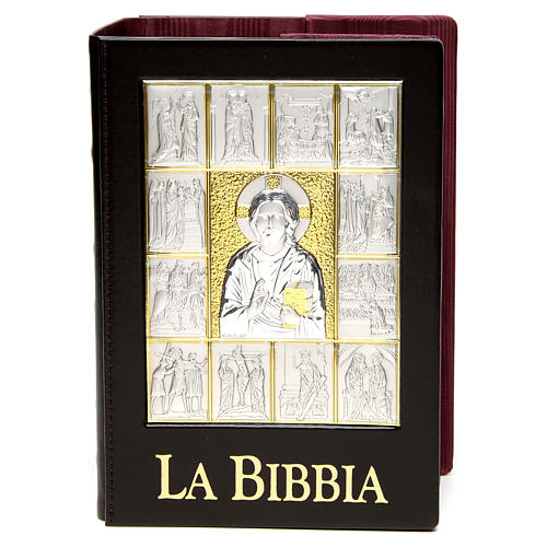Bible cover with Christ silver plated plate 1