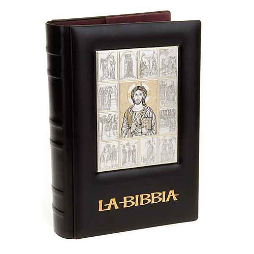 Leather bible cover with Jesus plate 1