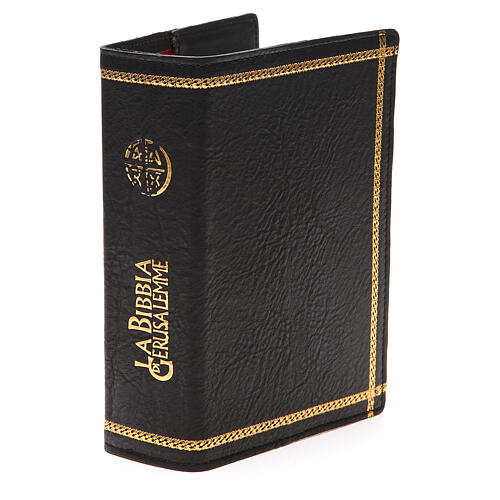 Einband fűr die Bibel von Jerusalem aus schwarzem Leder mit goldfarbigem Text 4
