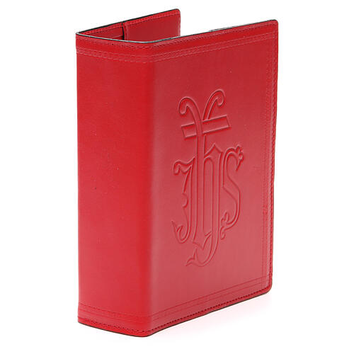 Mappe fűr die Bibel von Jerusalem aus rotem Leder mit IHS 4
