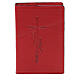 Mappe fűr die Bibel von Jerusalem aus rotem Leder mit IHS und Kreuz s1