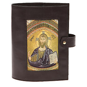 Einband fűr die Bibel von Jerusalem aus dunkelbraunem Leder mit Pantokrator