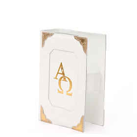 Custodie Bibbia Gerusalemme: Custodia Bibbia Gerusalemme pelle bianca alfa omega