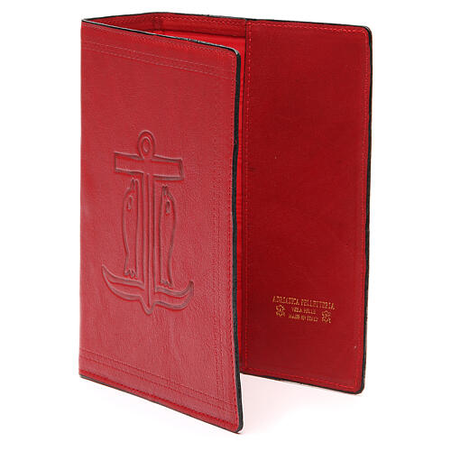 Mappe fűr die Bibel von Jerusalem aus rotem Leder mit Rettungsanker 2