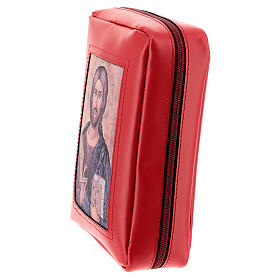 Einband fűr die Bibel von Jerusalem aus rotem Leder mit Pantokrator und Reißverschluss