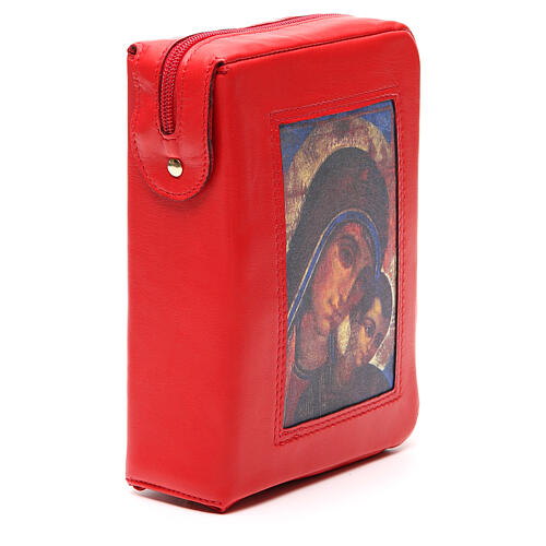 Roter Einband fűr die Bibel von Jerusalem mit Madonna von Kiko und Reißverschluss 4