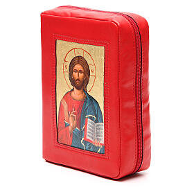Einband fűr die Bibel von Jerusalem aus rotem Leder mit Piktographie vom Pantokrator
