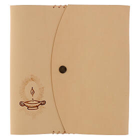 Custodia Bibbia studio Gerusalemme cuoio lampada pirografata 20x15x6 cm