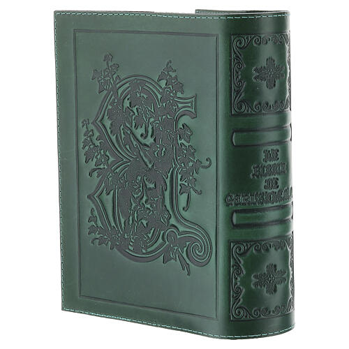 Etui pour Bible vert avec décors en cuir véritable 3