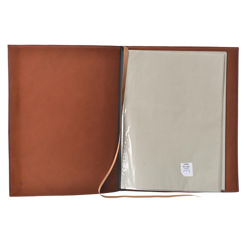 Folder for sacred rites in brown leather, hot pressed cross Bethleem, A4 size 3