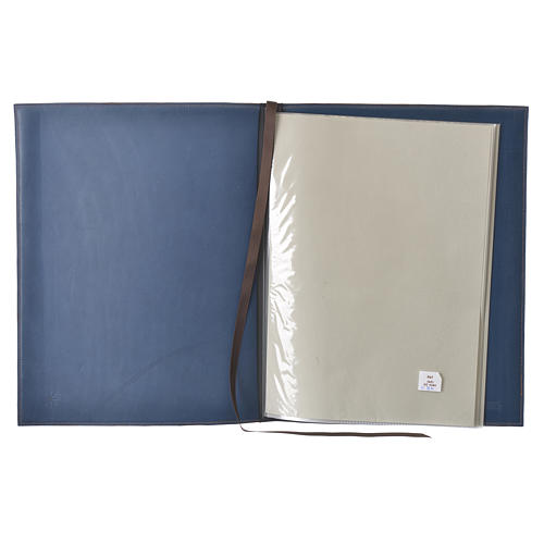 Folder for sacred rites in blue leather, hot pressed cross Bethleem, A4 size 3