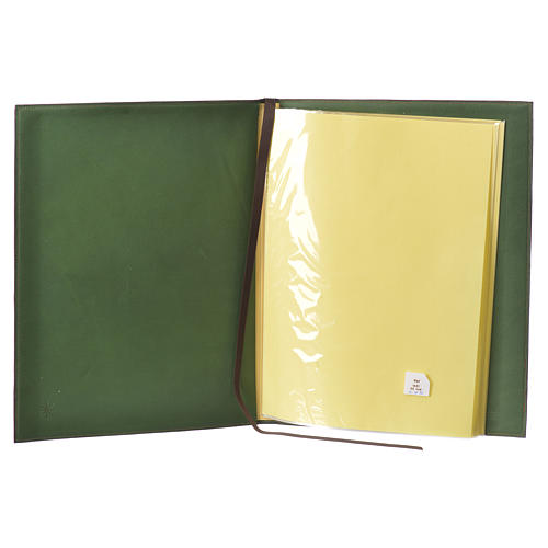 Folder for sacred rites in green leather, hot pressed cross Bethleem, A4 size 3