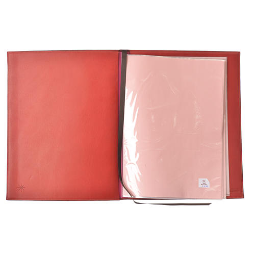 Folder for sacred rites in red leather, hot pressed cross Bethleem, A4 size 3