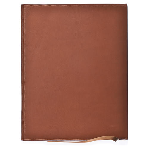 Folder for sacred rites in brown leather, hot pressed golden cross Bethleem, A4 size 2