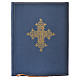 Folder for sacred rites in blue leather, hot pressed golden cross Bethleem, A4 size s1