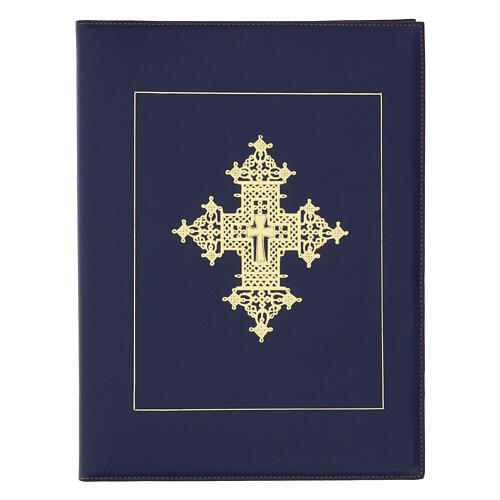 Capa livro rituais litúrgicos A4 cruz ouro azul escuro Belém 4